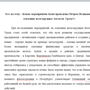 Эссе на тему: «Какие мероприятия были проведены Петром Великим по освоению железорудных богатств Урала?»