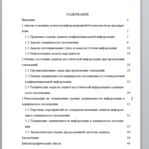 Система обеспечения защиты информации в переговорной комнате план