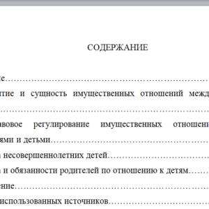 Реферат на тему:  «Особенности имущественных отношений родителей и детей»