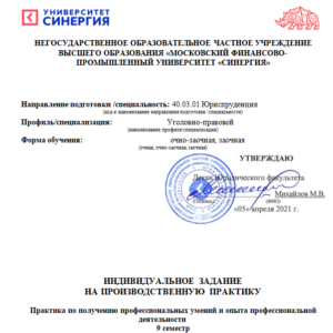 Практика по получению профессиональных умений и опыта профессиональной деятельности  (Синергия)